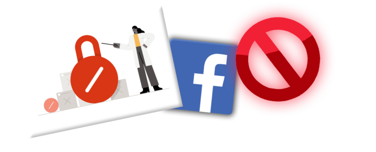 Tela de bloqueio e logo do facebook e simbolo de bloqueio